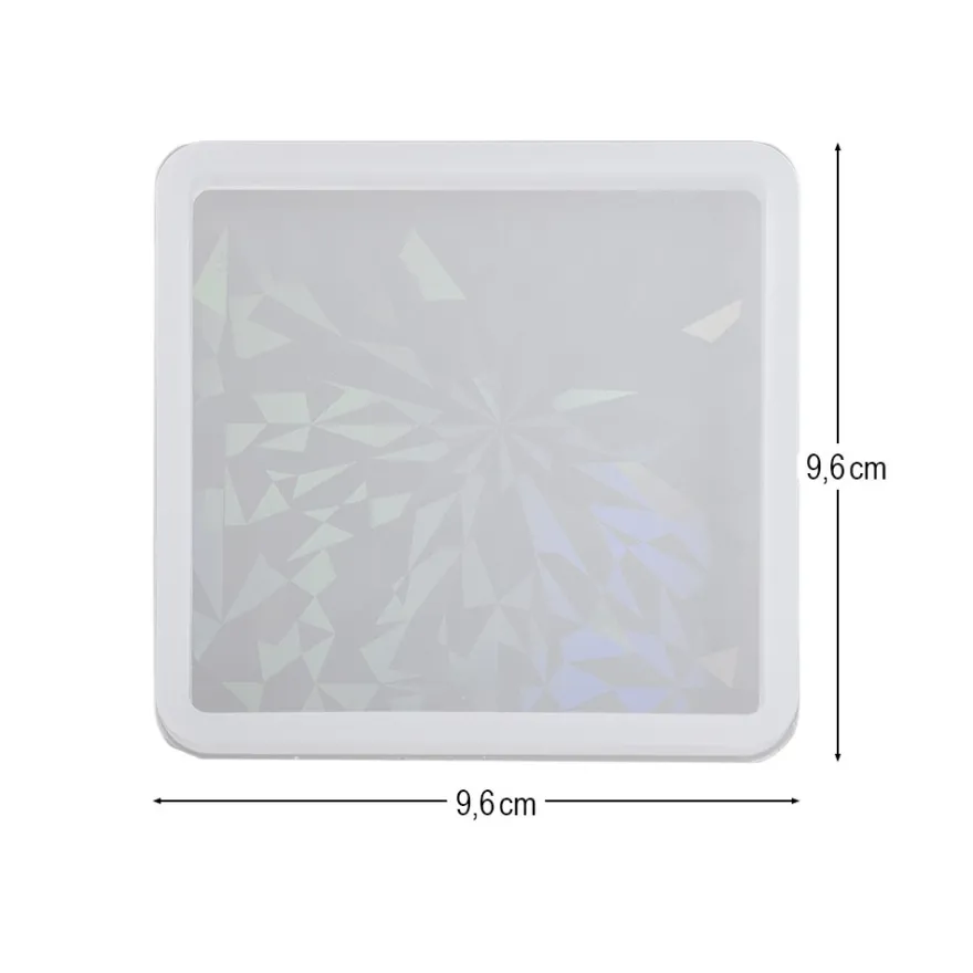 Silikonform, Holografie-Effekt, Quadrat, 9,6cm x 9,6cm x 1cm, lebensmittelecht
