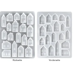 Silikonform, Häuser, DIN A4, 19 Häuser in versch. Größen und Designs, lebensmittelecht