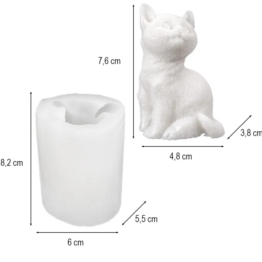 Silikonform, Katze 4, 6cm x 5,5cm x 8,2cm, transluzent