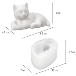 Silikonform, Katze 3, 10cm x 7cm x 5,7cm, transluzent