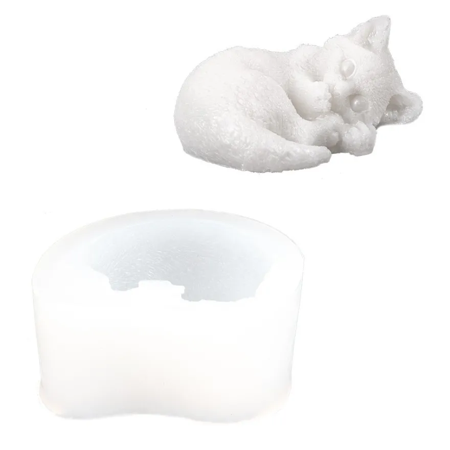 Silikonform, Katze 2, 8,4cm x 6,4cm x 4,4cm, transluzent