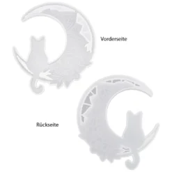 Silikonform, Katze im Mond, 14,7cm x 1cm x 16,3cm, lebensmittelecht