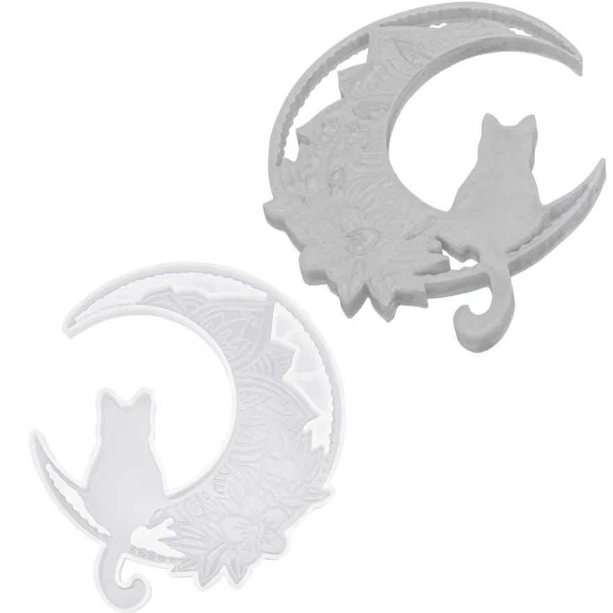Silikonform, Katze im Mond, 14,7cm x 1cm x 16,3cm, lebensmittelecht