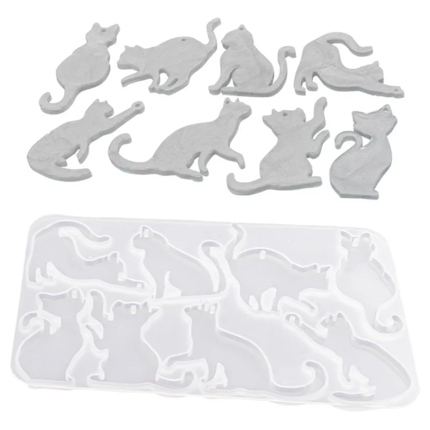 Silikonform, Katzen 1, 13,9cm x 0,4cm x 9,1cm, 8 Designs, lebensmittelecht