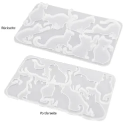 Silikonform, Katzen 1, 13,9cm x 0,4cm x 9,1cm, 8 Designs, lebensmittelecht
