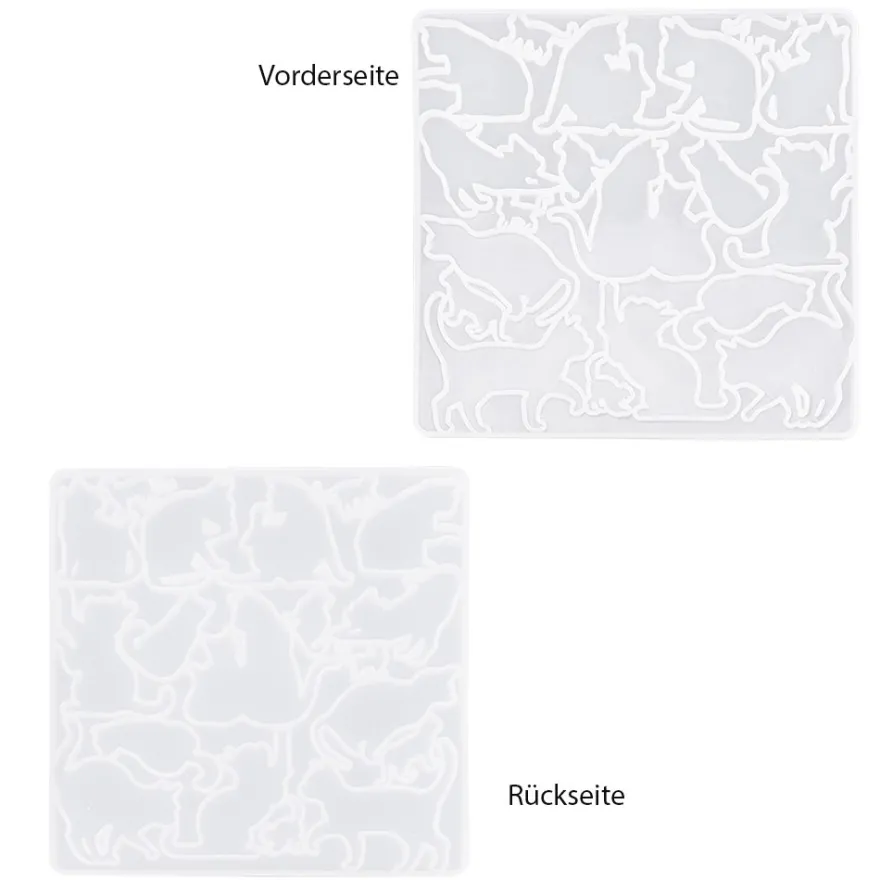 Silikonform, Katzen 2, 18,7cm x 0,6cm x 19,2cm, 19 Designs, lebensmittelecht