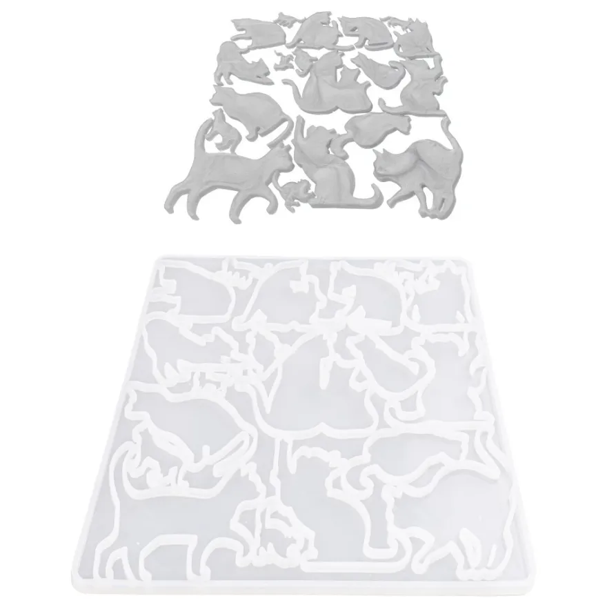 Silikonform, Katzen 2, 18,7cm x 0,6cm x 19,2cm, 19 Designs, lebensmittelecht