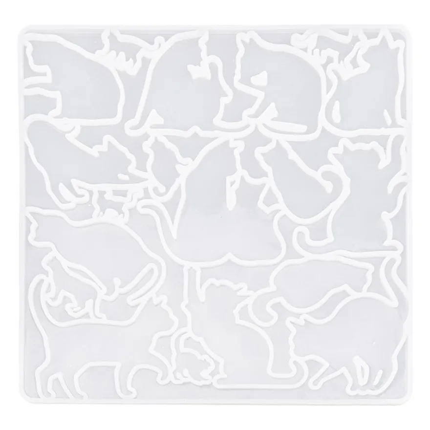 Silikonform, Katzen 2, 18,7cm x 0,6cm x 19,2cm, 19 Designs, lebensmittelecht