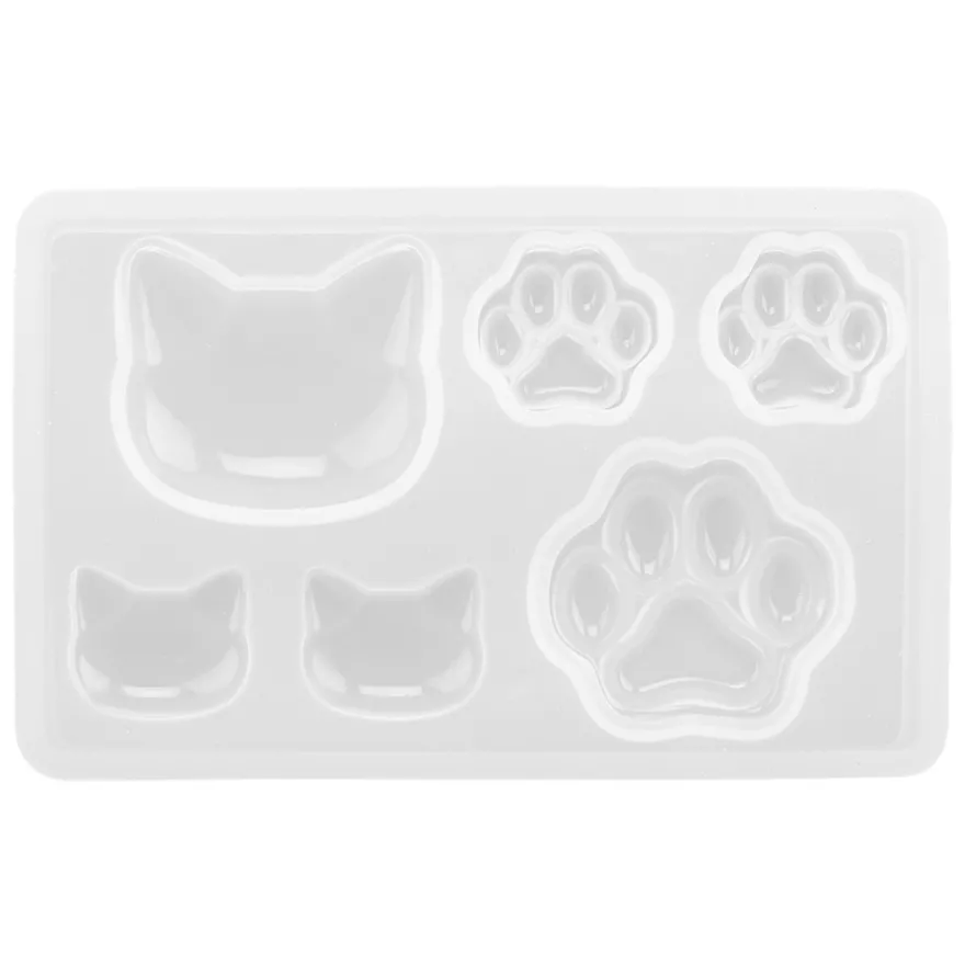 Silikonform, Katzenköpfe & Pfoten, 7,9cm x 0,8cm x 5cm, 6 Designs, lebensmittelecht
