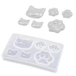 Silikonform, Katzenköpfe & Pfoten, 7,9cm x 0,8cm x 5cm, 6 Designs, lebensmittelecht