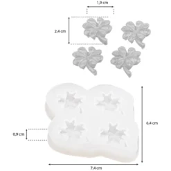 Silikonform Kleeblätter, 7,4cm x 0,9cm x 6,4cm, 4 Kleeblätter