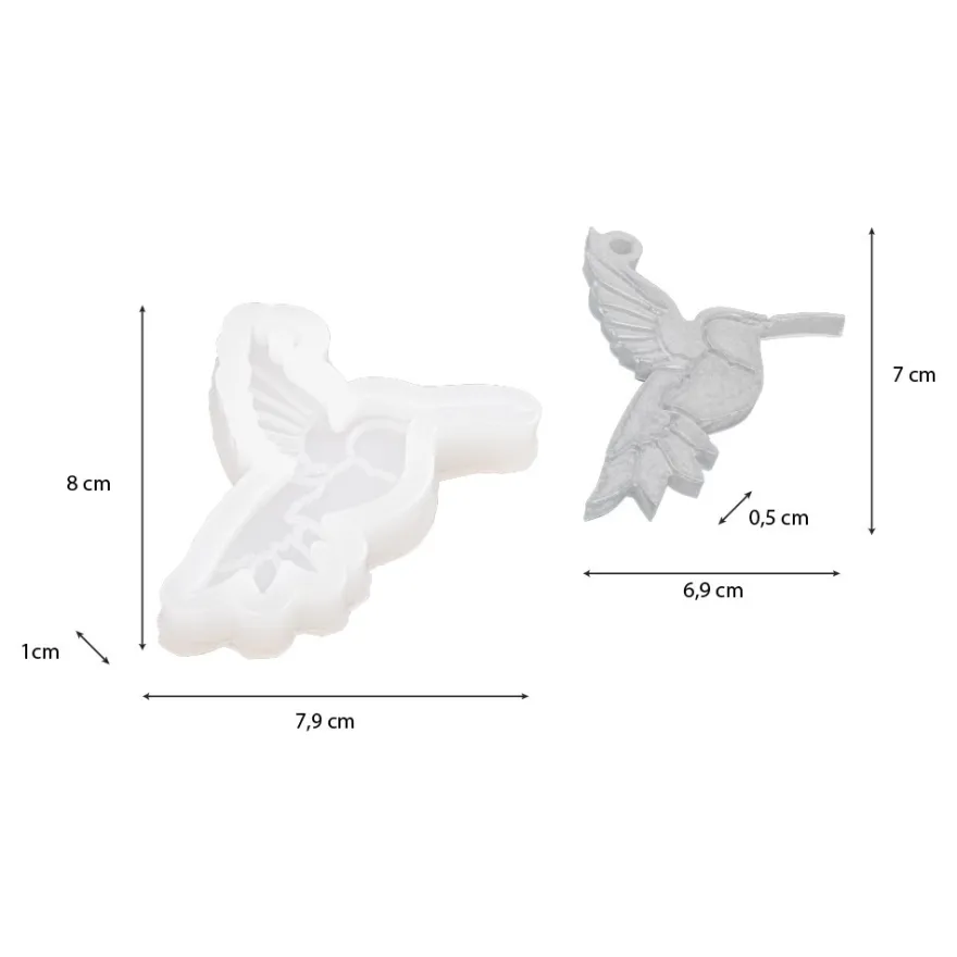 Silikonform, Kolibri, 7,9cm x 1cm x 8cm