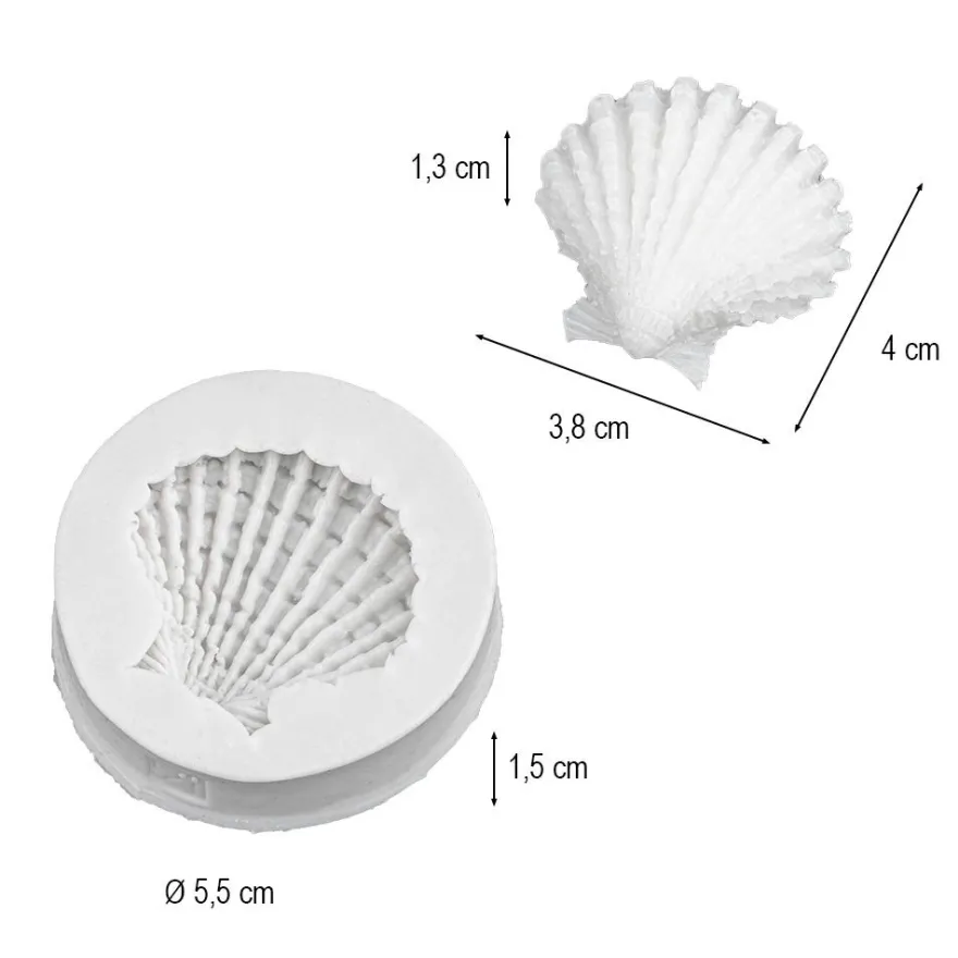 Silikonform, Muschel, Ø5,5cm, 1,5cm hoch, transluzent