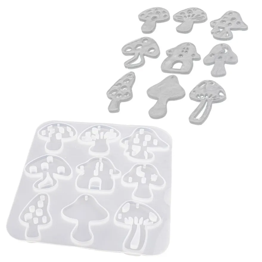 Silikonform, Pilze, 11,3cm x 0,4cm x 13,6cm, 9 Designs, lebensmittelecht
