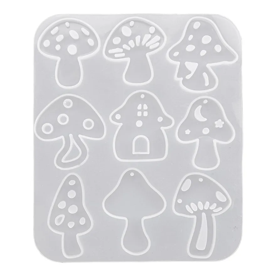 Silikonform, Pilze, 11,3cm x 0,4cm x 13,6cm, 9 Designs, lebensmittelecht
