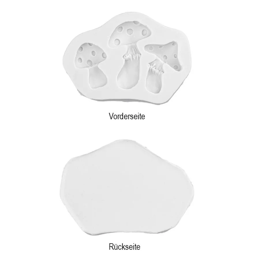 Silikonform, Pilze 2, 7,7cm x 5,5cm x 1cm, transluzent