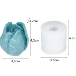 Silikonform Rose, Größe Figur: 3,5cm x 3,2cm x 4,3cm