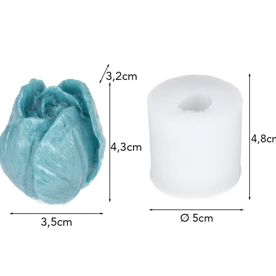 Silikonform Rose, Größe Figur: 3,5cm x 3,2cm x 4,3cm
