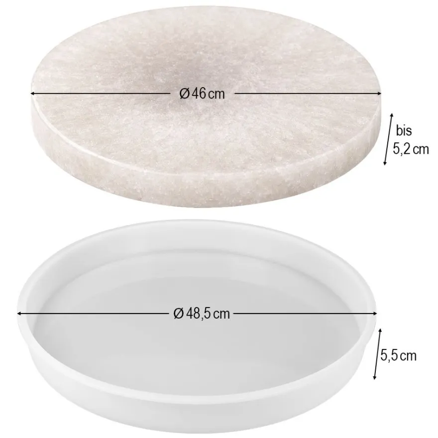 Silikonform, runde Scheibe/Tischplatte, Ø48,5cm, 5,5cm hoch, transluzent, lebensmittelecht