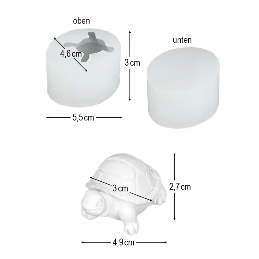Silikonform, Schildkröte 1, 5,5cm x 4,6cm x 3cm, transluzent, lebensmittelecht