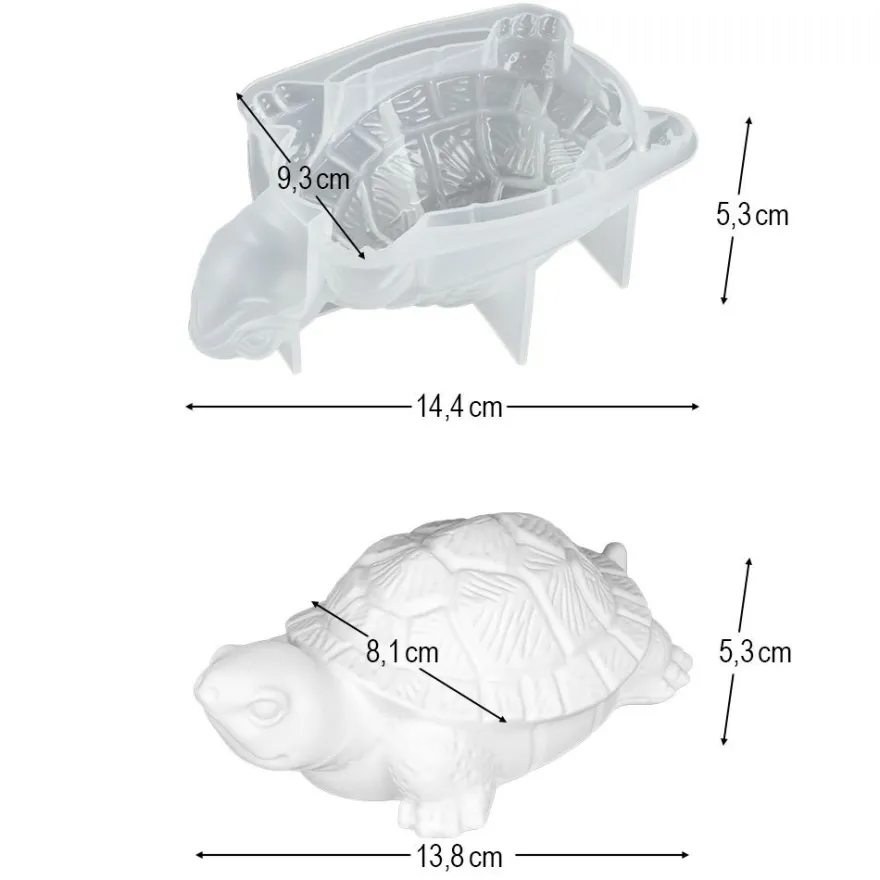 Silikonform, Schildkröte 3, 14,4cm x 9,3cm x 5,3cm, transluzent, lebensmittelecht