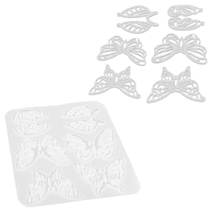 Silikonform, Schmetterlinge 4, 16,5cm x 0,5cm x 14,3cm, 8 Designs, lebensmittelecht