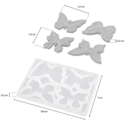 Silikonform, Schmetterlinge 1, 8,8cm x 0,5cm x 7cm, 4 Designs, lebensmittelecht