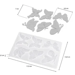Silikonform, Schmetterlinge 2, 17,9cm x 0,5cm x 13,9cm, 6 Designs, lebensmittelecht