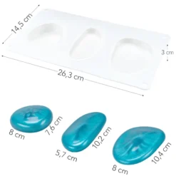 Silikonform Steine 2, für 3 Steine in verschiedenen Größen, lebensmittelecht
