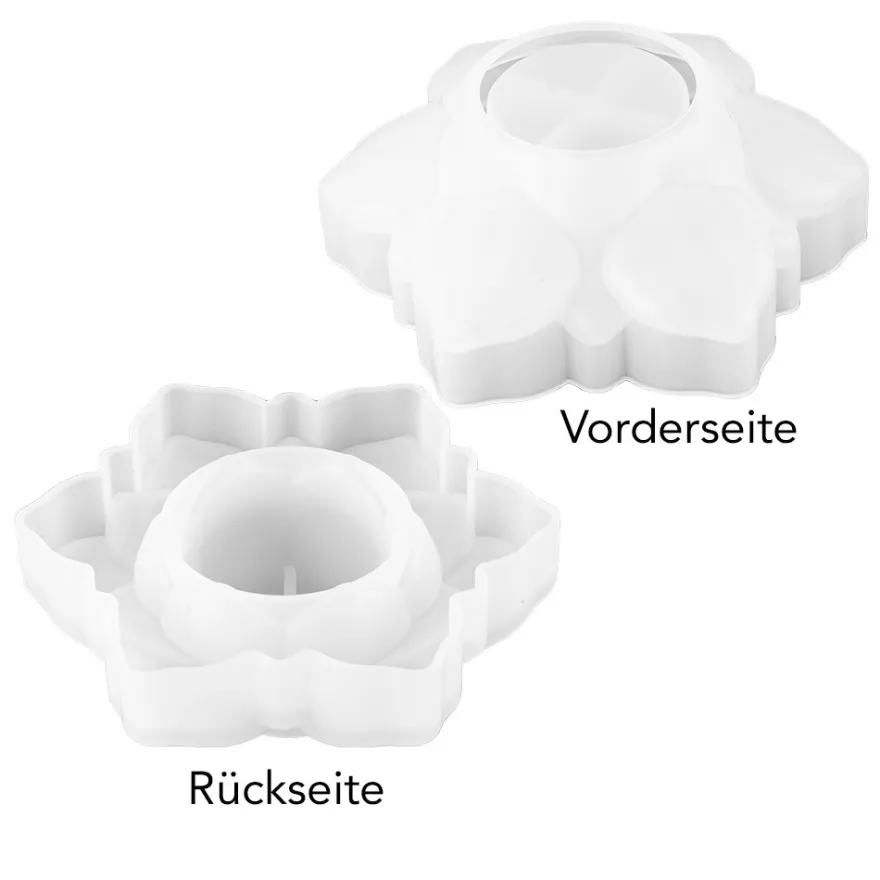 Silikonform Teelichthalter Seerose, Größe fertiges Objekt: 11,7cm x 10,1cm x 4cm