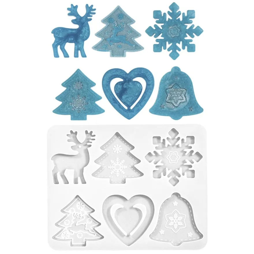 Silikonform Weihnachtliche Formen 2, 6 verschiedene Formen