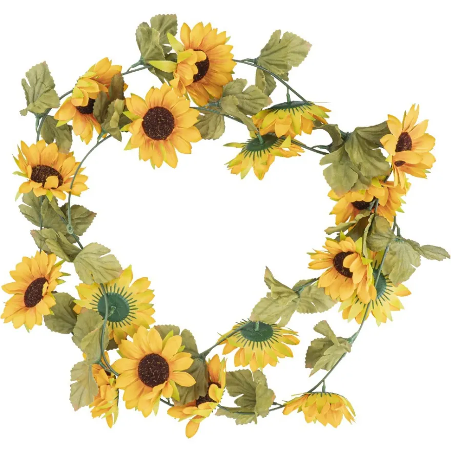 Sonnenblumen-Girlande, 2,20m lang, Sonnenblumenblüten: Ø8cm