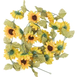 Sonnenblumen-Girlande, 2,20m lang, Sonnenblumenblüten: Ø8cm
