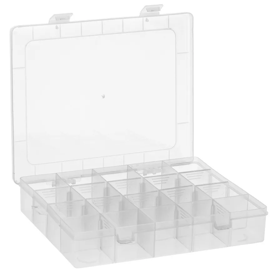 Sortier- & Aufbewahrungsboxen, je Box 20 Fächer, 20,8cm x 16,9cm x 4cm, 4 Stück