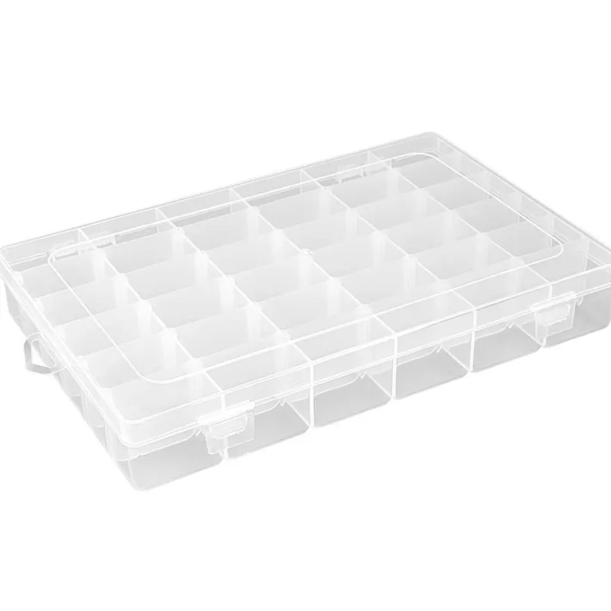 Sortierbox mit 36 Fächern, 27,2cm x 17,5cm x 4,5cm, 36 Fächer à 4,3cm x 2,7cm, transparent