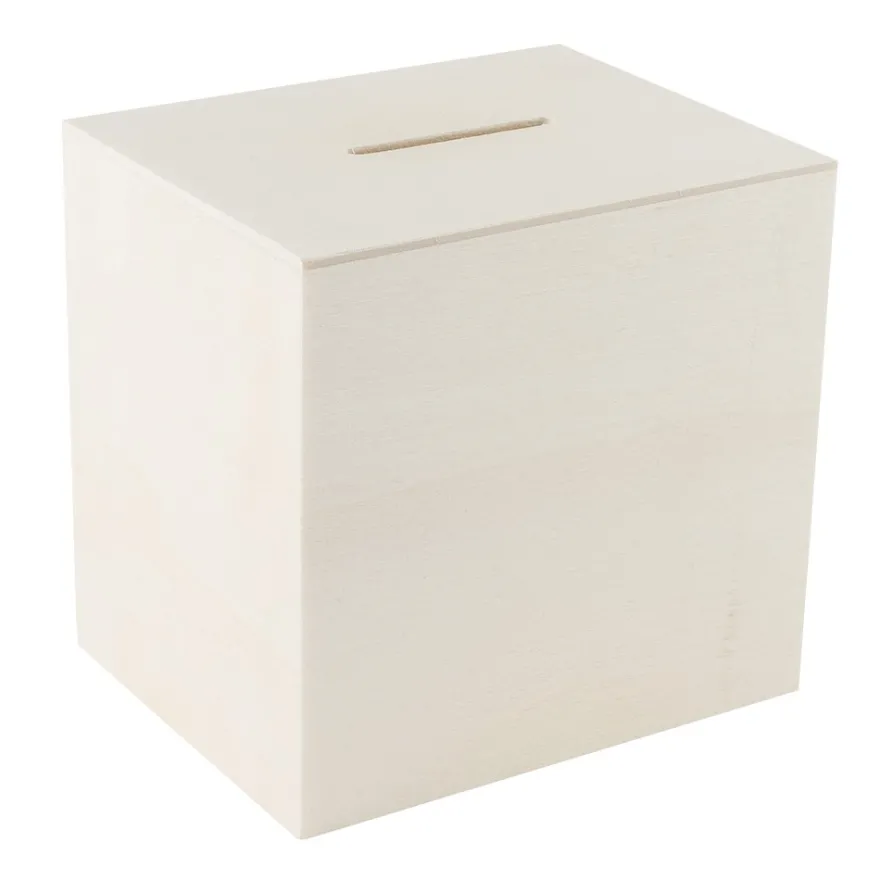 Spardose, Holz, 10,2cm x 9,8cm x 8,2cm, mit Kunststoff-Verschluss auf der Unterseite