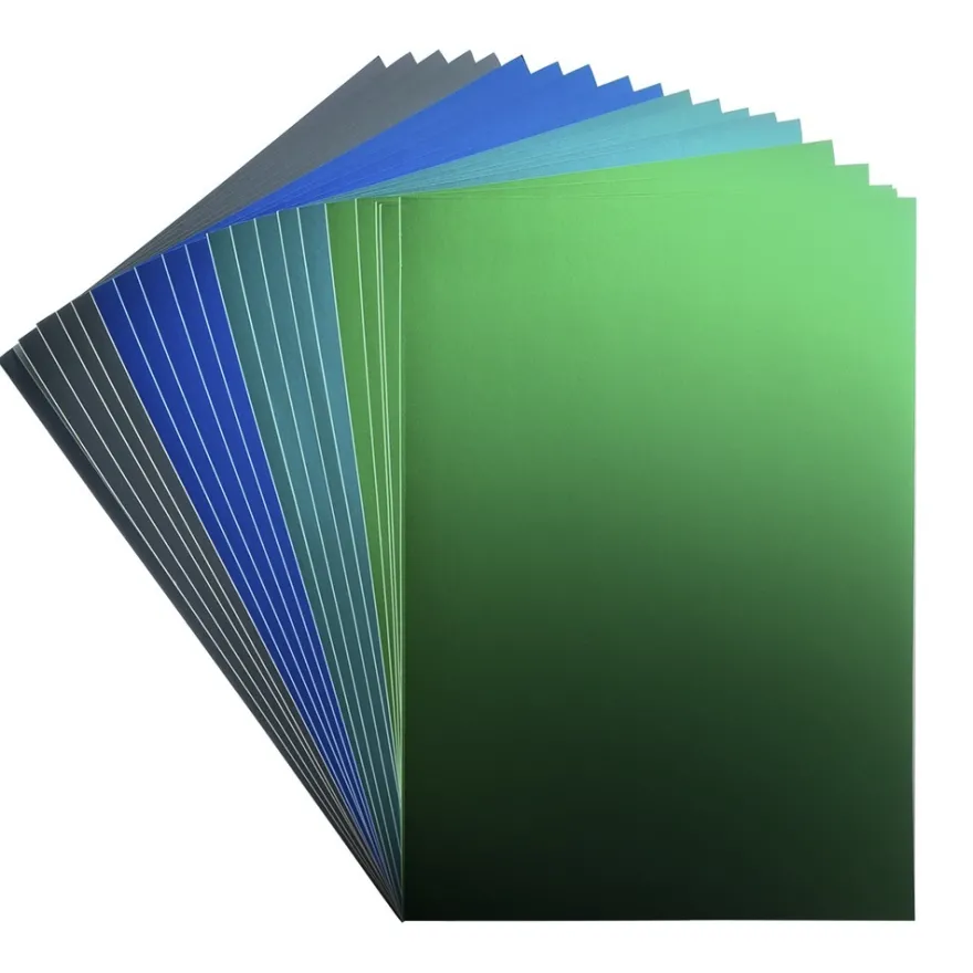Spiegel-Karton, DIN A4, 200 g/m², je 5x grün, türkis, dunkelgrün, blau, 20 Bogen