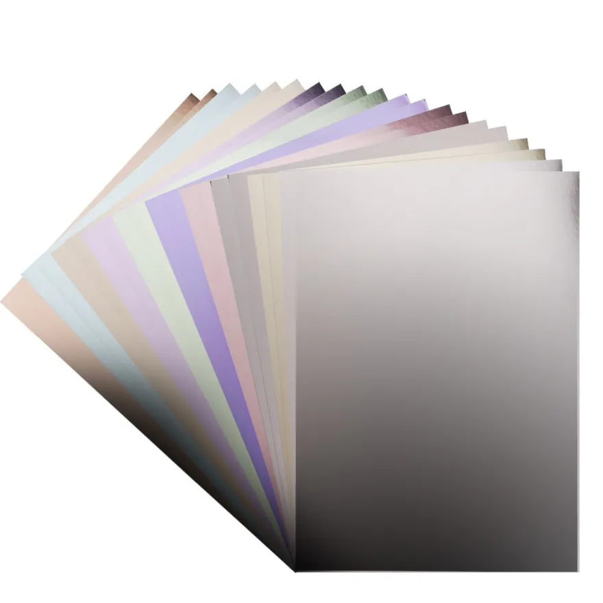 Spiegelkarton, selbstklebend, DIN A4, 200g/m², 10 versch. Pastellfarben, weiße Rückseite, 20 Bogen