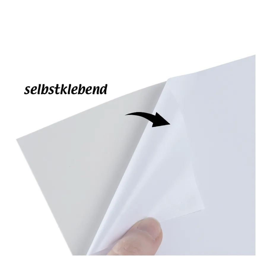 Spiegelkarton, selbstklebend, DIN A4, 200g/m², 10 versch. Pastellfarben, weiße Rückseite, 20 Bogen