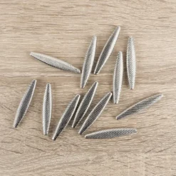 Stabperlen, geriffelt, 5,4cm x 0,7cm x 1cm, silber, 11 Stück