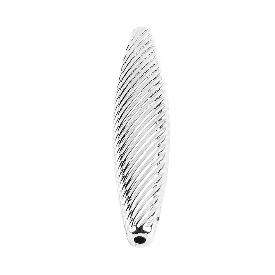 Stabperlen, geriffelt, 5,4cm x 0,7cm x 1cm, silber, 11 Stück