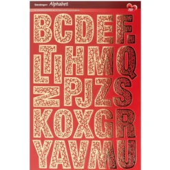 Stanzbogen, Alphabet, DIN A4, 5 verschiedene Farben, goldene Folienveredelung, 10 Bogen