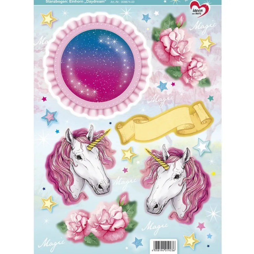 Stanzbogen, Einhorn "Daydream", DIN A4