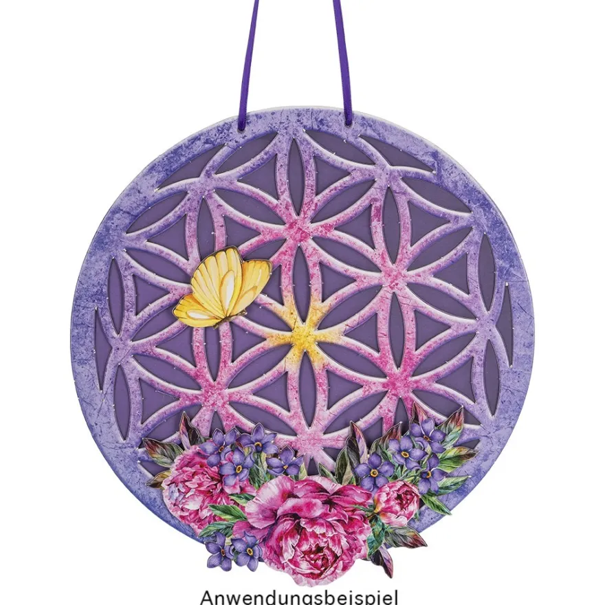 Stanzbogen, Fensterschmuck, Blume des Lebens, DIN A4, 800g/m², 5 Designs, 5 Bogen