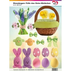 Stanzbogen, Fülle das Oster-Körbchen, DIN A4, grün