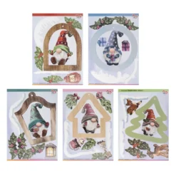 Stanzbogen, Fröhliche Winter-Wichtel, DIN A4, 800g/m², 5 Designs, 5 Bogen