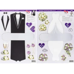 Stanzbogen, Hochzeits-Geschenkboxen, DIN A4, 6 verschiedene Designs, 10 Stück