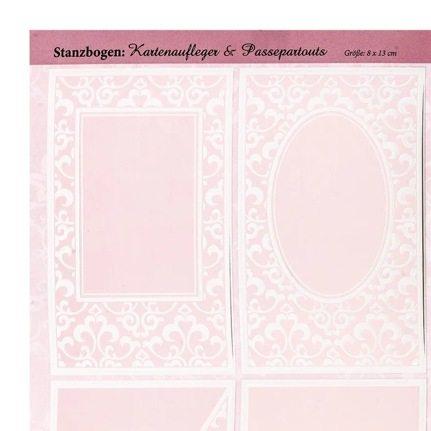 Stanzbogen, Kartenaufleger & Passepartouts 2, DIN A4, Perlmuttveredelung & Prägung, 10 Stück