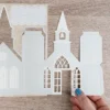 Stanzbogen, Kirche, DIN A4, 300 g/m², Perlmuttpapier, 4 versch. Veredelungen, 10 Bogen