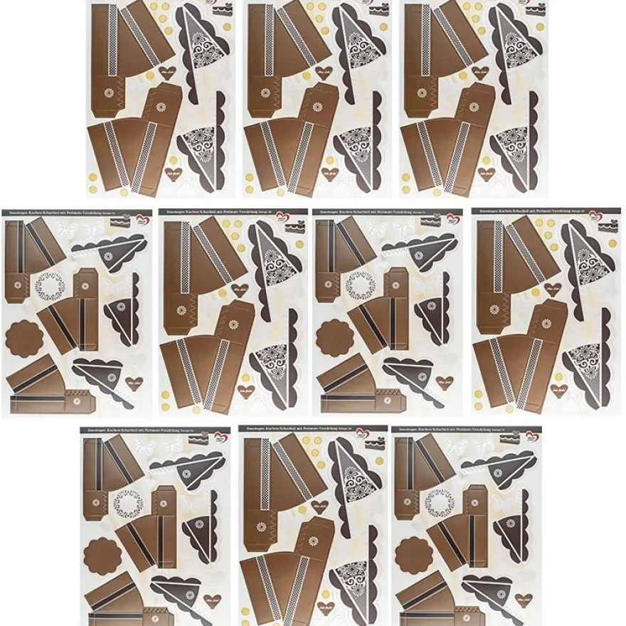Stanzbogen, Kuchen-Schachteln, Design 3b & 3c, DIN A4, 10 Stück